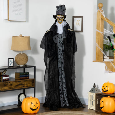 Outsunny 189cm Life Size Outdoor Halloween Decorations Ghost Bridegroom, Animated Prop Animatronic Decor with Sound and Motion Activated, Light Up Eyes, Howling Sound 