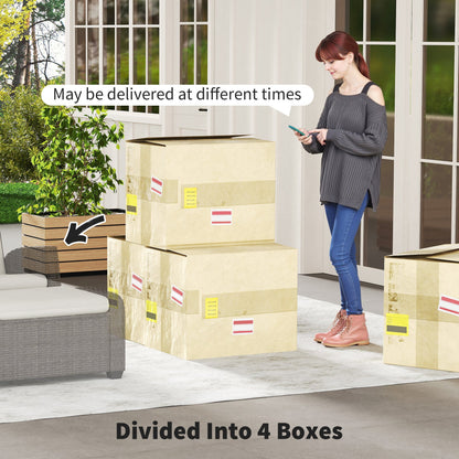 Outsunny 5-Piece Rattan Garden Furniture Set with Cushions - Brown 