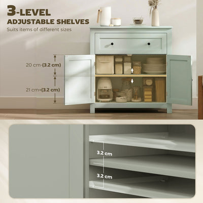 HOMCOM Sideboard Storage Cabinet, Modern Kitchen Cupboard with Adjustable Shelf, Drawer and Double Doors, Green 