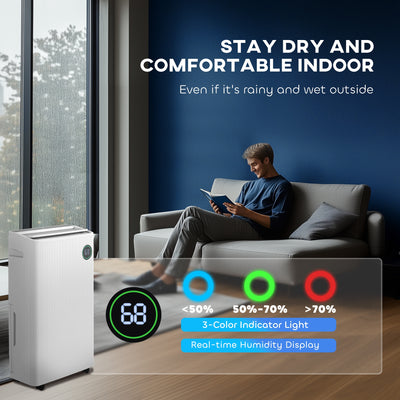 HOMCOM 5500mL Portable Dehumidifier with Air Purifier, UVC, Ioniser, 24H Timer, 5 Modes, 16L/Day, for Home Laundry, White 
