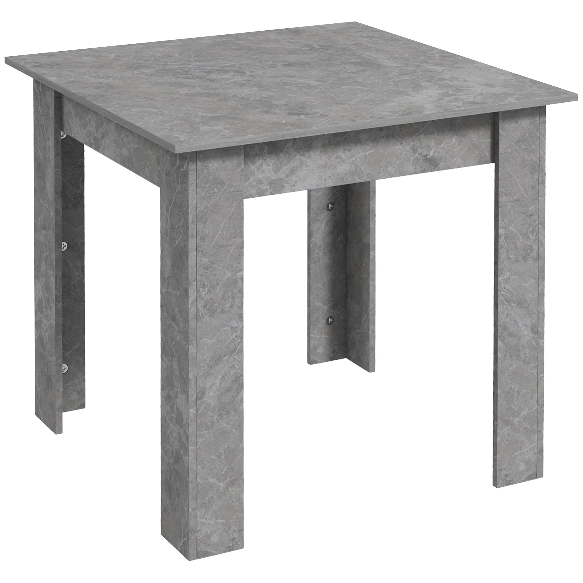 HOMCOM Square Dining Table, Modern Small Dining Table with Faux Cement Effect, Space Saving, Non-slip Foot Pads, Cement Grey 