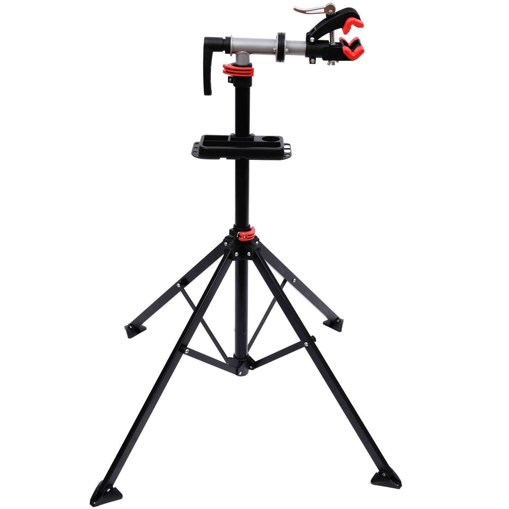 HOMCOM Folding Bike Repair Stand Bicycle Bike Stand For Maintenance Display Cycle Rack with Tool Tray, Height Adjustable 