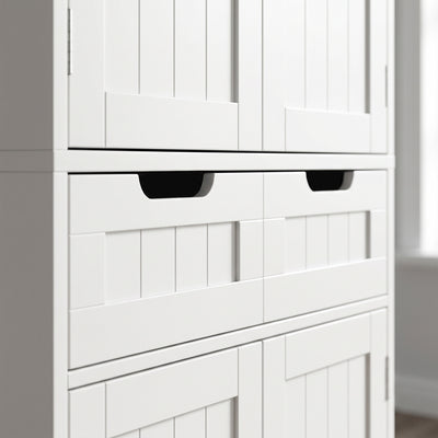 HOMCOM Tall Bathroom Cabinet, Freestanding Bathroom Storage Cabinet with Drawer, Shelves and Doors, 60 x 30 x 160 cm, White