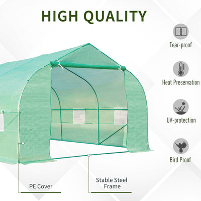 Outsunny Polytunnel Greenhouse with Windows and Door, Walk in Greenhouse for Garden, Backyard (6 x 3 M) 