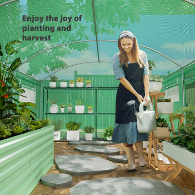 Outsunny 13 x 9.8ft Walk-In Polytunnel Greenhouse - Green 