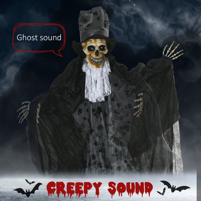 Outsunny 189cm Life Size Outdoor Halloween Decorations Ghost Bridegroom, Animated Prop Animatronic Decor with Sound and Motion Activated, Light Up Eyes, Howling Sound 