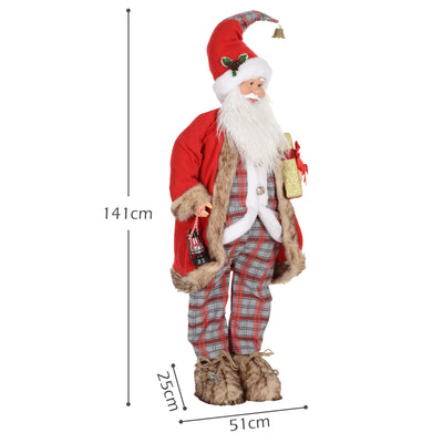 HOMCOM 4'6" Animated Santa Claus Figure, with Sound - Red 