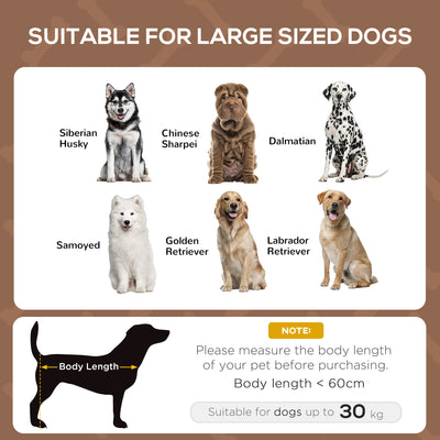 PawHut Raised Dog Bed Waterproof Elevated Pet Cot with Breathable Mesh UV Protection Canopy Coffee, for Large Dogs, 92 x 76 x 90cm 