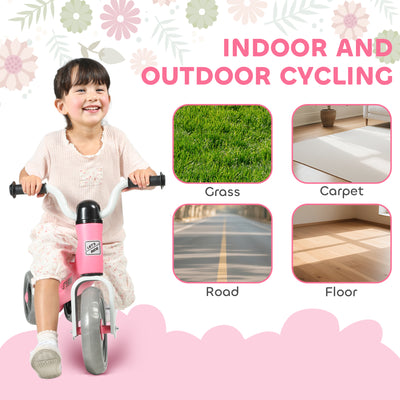 AIYAPLAY Toddler Balance Bike with No Pedal, 3 Silence Wheels for 12-36 Months Boys and Girls, Indoor Outdoor, Pink 