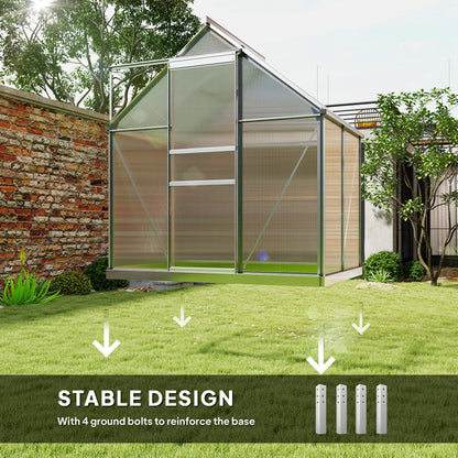 Outsunny 192.5 x 131cm Walk-In Polycarbonate Greenhouse - Silver-Tone 