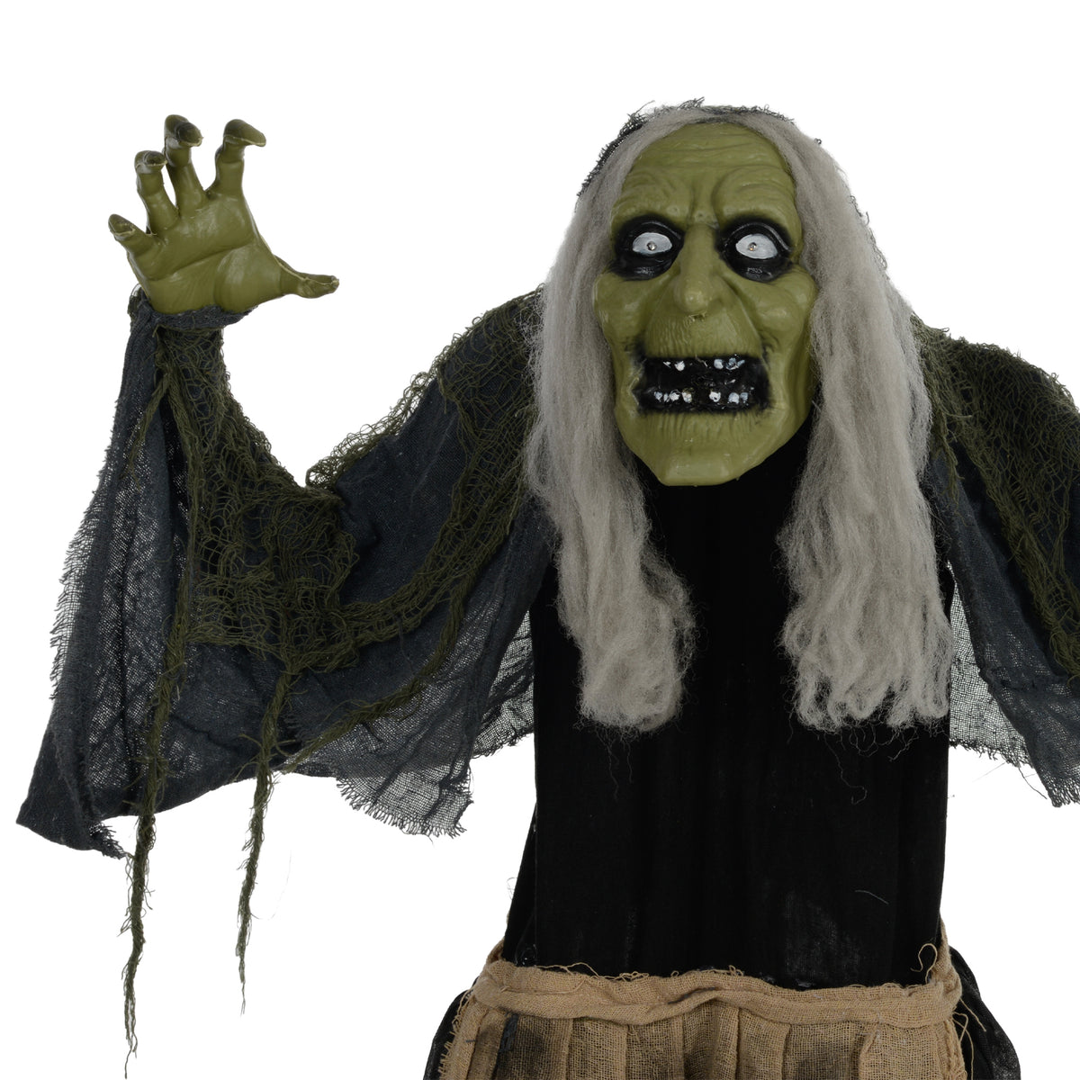 HOMCOM 5'2" Hunchback Witch Halloween Animatronic, with Glowing Eyes 