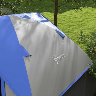 Outsunny Two Man Single Room Dome Tent, with Accessories - Dark Blue/Grey 