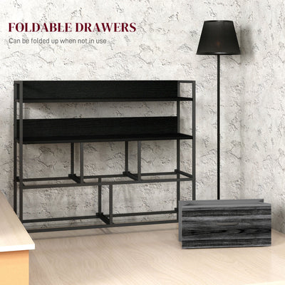 HOMCOM Rustic Chest of Five Fabric Drawers - Black 
