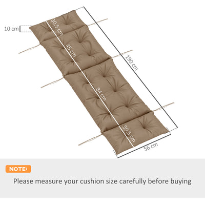 Outsunny Sun Lounger Cushion Only, 190x56x10cm Garden Lounge Chair Cushion, UPF20+ 220gsm Fabric, Thick Sunbed Replacement Cushion with 6 Ties, Khaki 