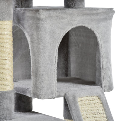 PawHut Cat Tree for Indoor Cats 83cm Cat Scratching Post Scratch Board Kitten Tower Climbing Frame Grey 