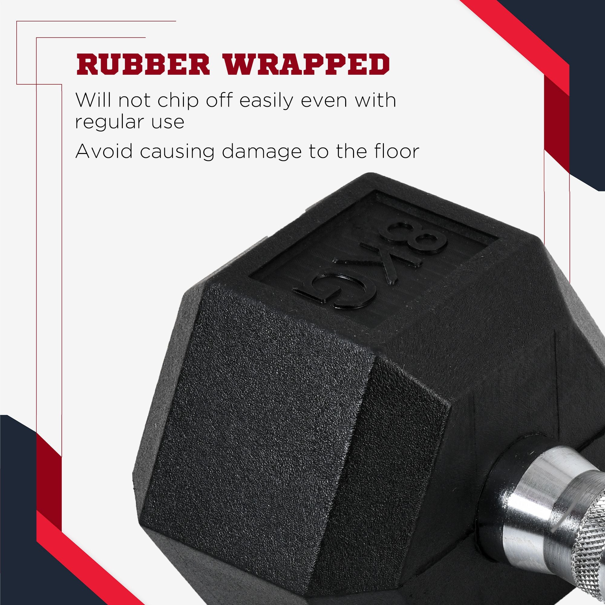 HOMCOM 2x6kg Hex Dumbbells Set Rubber Dumbbells Weight Lifting Equipment Fitness Home Gym 