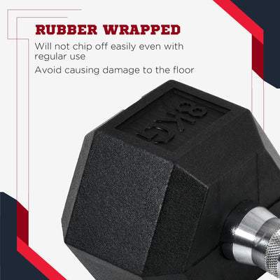 HOMCOM 2x6kg Hex Dumbbells Set Rubber Dumbbells Weight Lifting Equipment Fitness Home Gym 