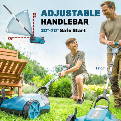 Outsunny 18V Cordless Lawnmower with 2 x 4Ah Batteries & Charger, Battery Lawn Mower with 21cm Cutting Width, 3 Cutting Heights 