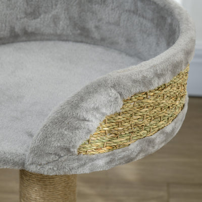 PawHut Cat Tree Tower with Scratching Posts, Grey 