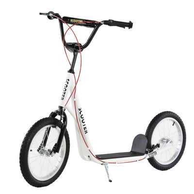 HOMCOM Kick Scooters for Kids with Adjustable Height, Anti-Slip Deck, Dual Brakes, Rubber Tyres, for Boys and Girls Aged 5+ Years Old - White 