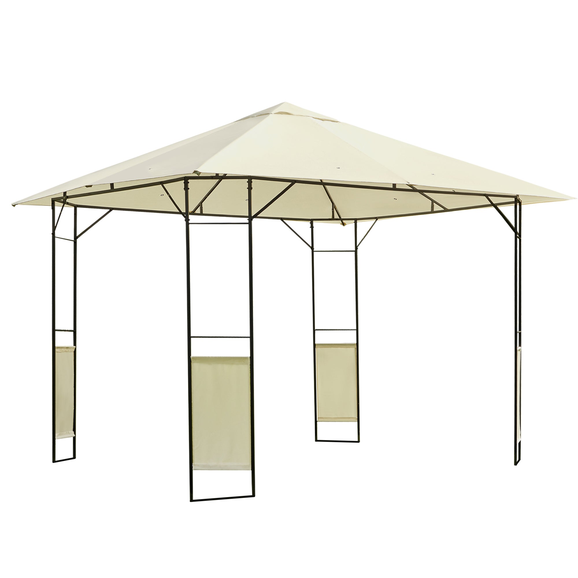 Outsunny 3 x 3 Meters Patio Garden Metal Gazebo Marquee Steel Frame with Canopy Awning Tent Water Resistant Cream 