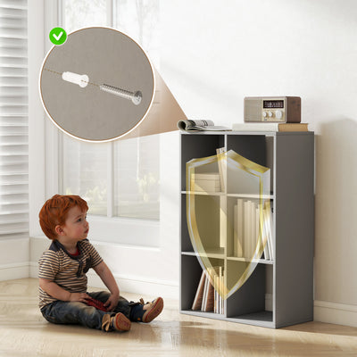 HOMCOM 6-Cube Bookshelf - Light Grey 