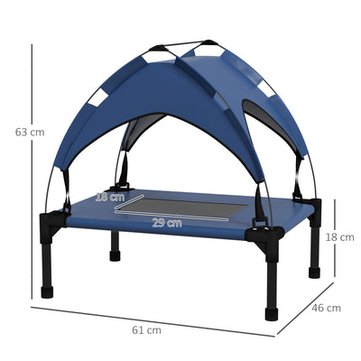 PawHut Cooling Raised Pet Bed w/ Washable Breathable Mesh, for Mini Small Dogs, 61 x 46 x 63cm - Dark Blue 