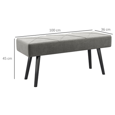HOMCOM End of Bed Bench with X-Shape Design and Steel Legs, Upholstered Hallway Bench for Bedroom, Grey 