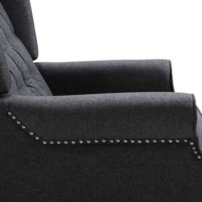 HOMCOM Recliner Armchair, Vintage Reclining Chair with Nail Head Trim, Wingback Chair with Button Tufted Back and Footrest, for Living Room, Dark Grey 