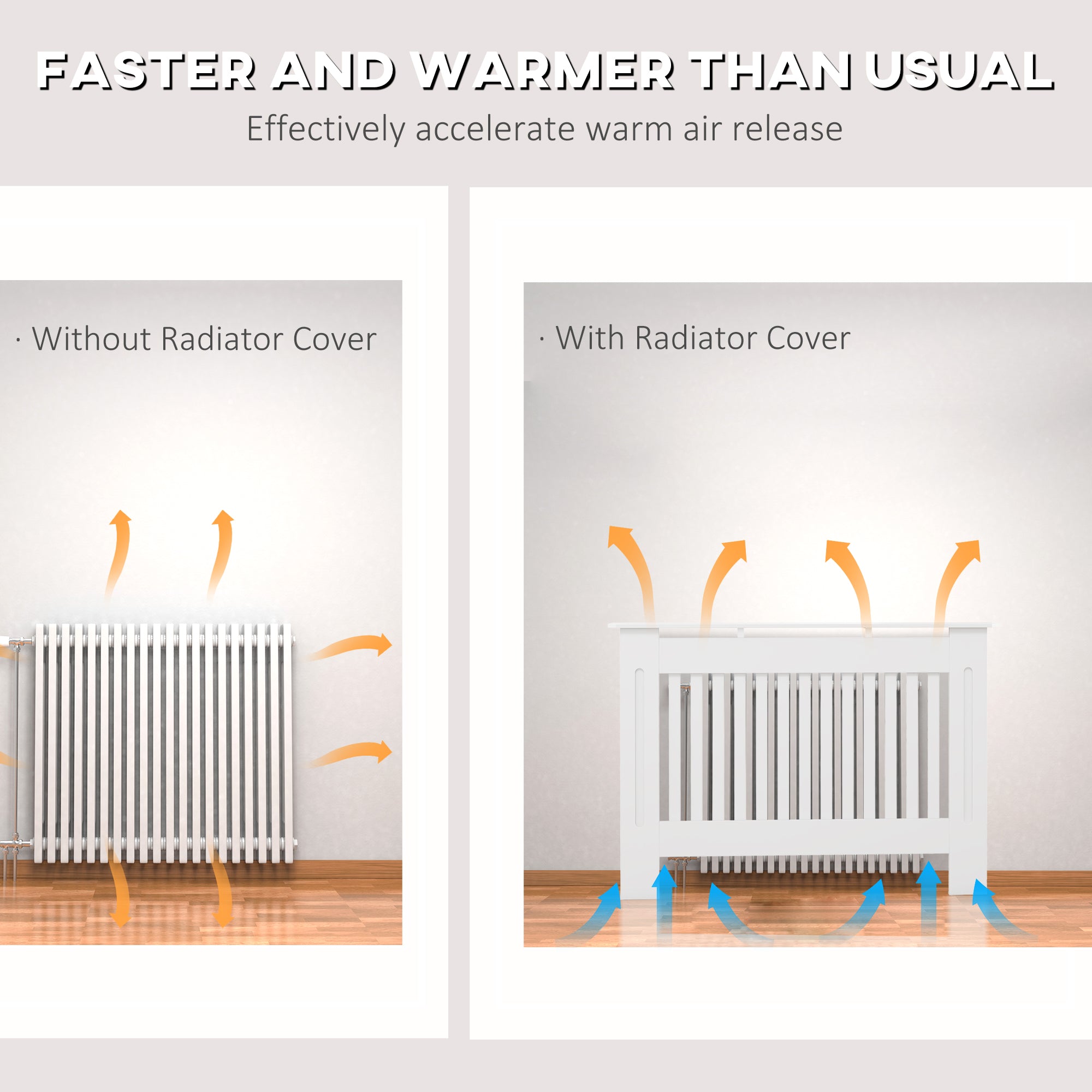 HOMCOM Slatted Radiator Cover Painted Cabinet MDF Lined Grill in White (112L x 19W x 81H cm) 