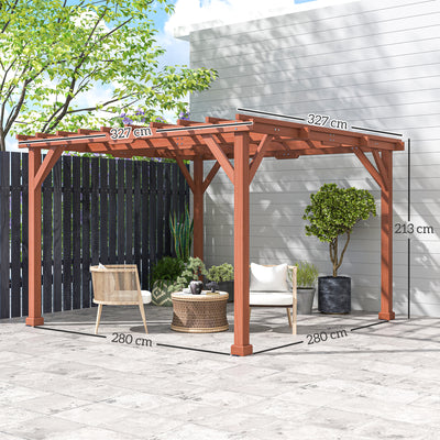 Outsunny 3.3 x 3.3(m) Wooden Pergola Kit, Graden Pergola Gazebo Grape Trellis with Stable Structure for Climbing Vines, Flowers 