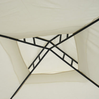 Outsunny 3 x 3 m Metal Gazebo, Garden Pavillion, Double Roof Outdoor Canopy Shelter with Mesh Sidewalls, Cream White 
