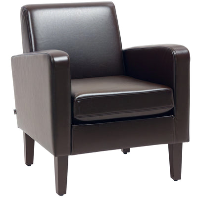 HOMCOM Faux Leather Simple Armchair - Brown 