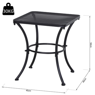 Outsunny Square Garden Metal Bistro Table Outdoor Patio Coffee Side Desk - Black 45L X 45W X 50H CM 