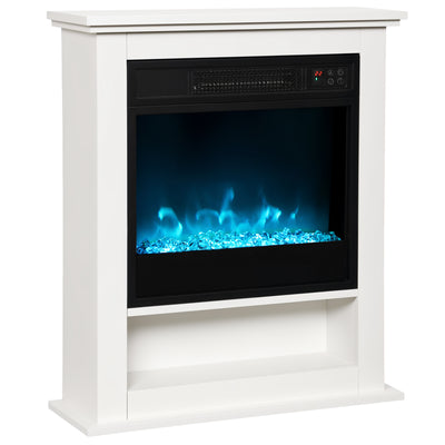 HOMCOM 1800W Adjustable Faux Flame Electric Fireplace - White 