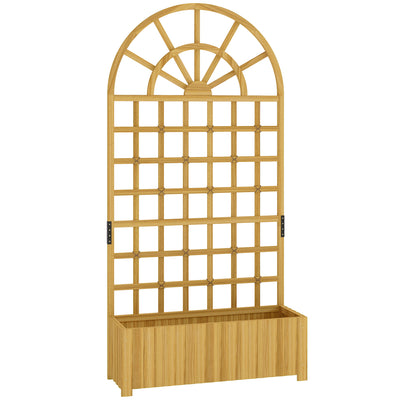 Outsunny Wooden Raised Planter with Trellis, Raised Bed for Garden with Lattice and Drainage Holes for Climbing Plants 