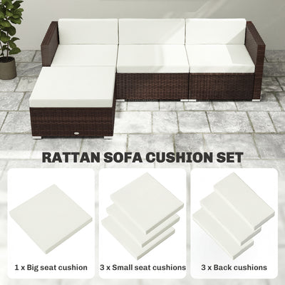 Outsunny 7-Piece Patio Furniture Cushions, Outdoor Loveseat Cushion with Removable Covers for Rattan Furniture, 60x60 cm, Cream 