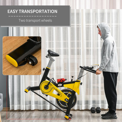 HOMCOM Exercise Bike, with 6kg Flywheel Belt Drive, Adjustable Resistance, LCD Display - Yellow 