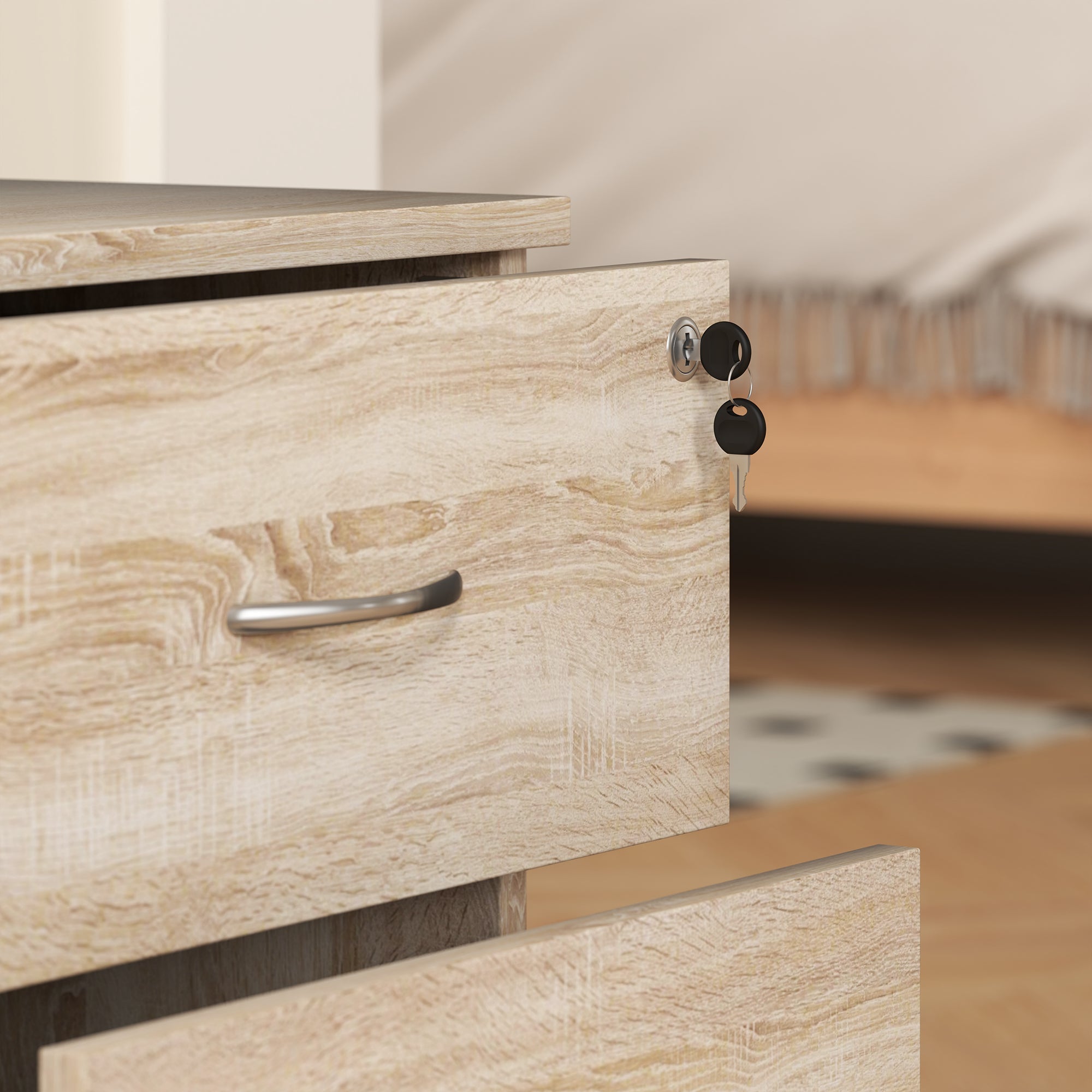 HOMCOM Two Drawer Lockable Filing Cabinet - Wood-Effect 