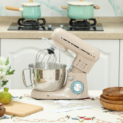 HOMCOM 1300W Kitchen Stand Mixer, with Accessories - Beige 