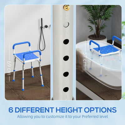 HOMCOM 57-69cm Aluminium Frame Bath Seat 