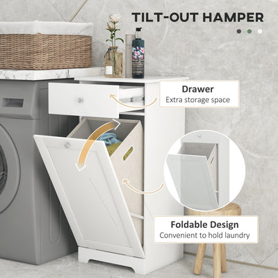 HOMCOM Single Hamper Laundry Storage Cabinet - White 