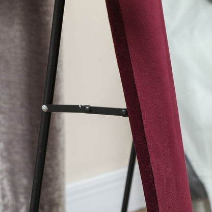 HOMCOM Wavy Velvet-Feel Full Length Mirror - Wine Red 