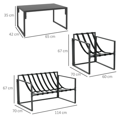 Outsunny Four-Piece Relaxed Back Garden Dining Set - Black/Grey 