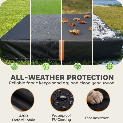 AIYAPLAY Sandbox Cover, Square Sandpit Cover Waterproof Dustproof UV Protection, Sandbox Canopy with Drawstring and Elastic Band 