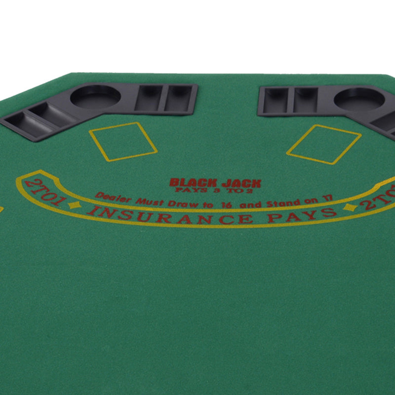 HOMCOM 8 Player Folding Games Poker Table with Chip Cup Holder Steel Base Felt Top Octagon Blackjack Green 