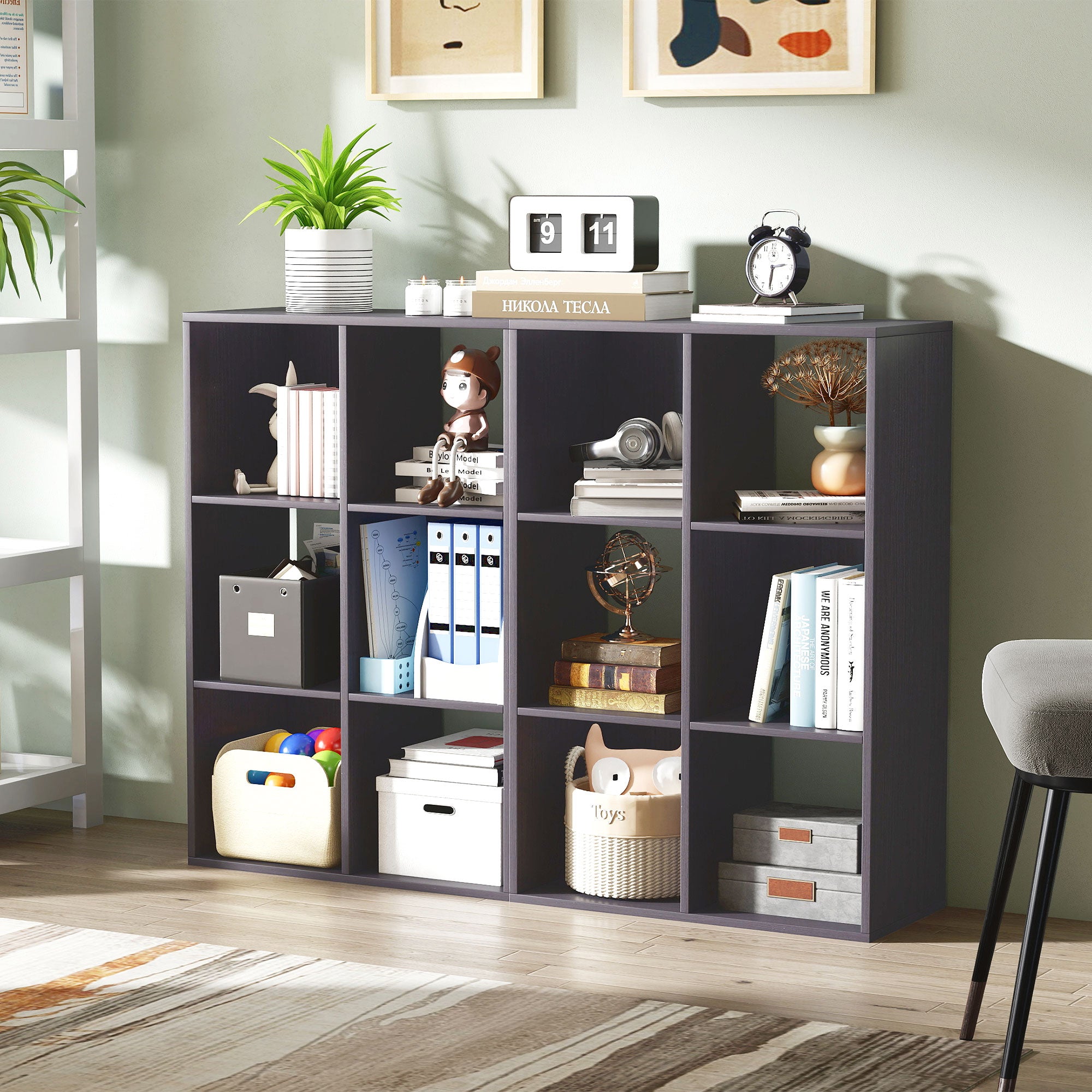 HOMCOM 6-Cube Bookshelf - Grey 