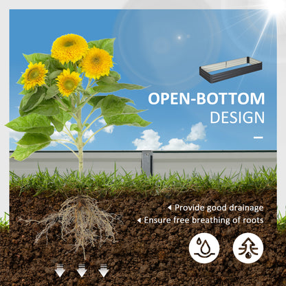 Outsunny Metal Raised Garden Bed Planter Box Outdoor Planters for Growing Flowers, Herbs, Grey, 241x90.5x30cm 