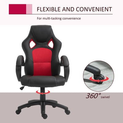 Vinsetto High-Back Office Chair Faux Leather Swivel Computer Desk Chair for Home Office with Wheels Armrests Black 