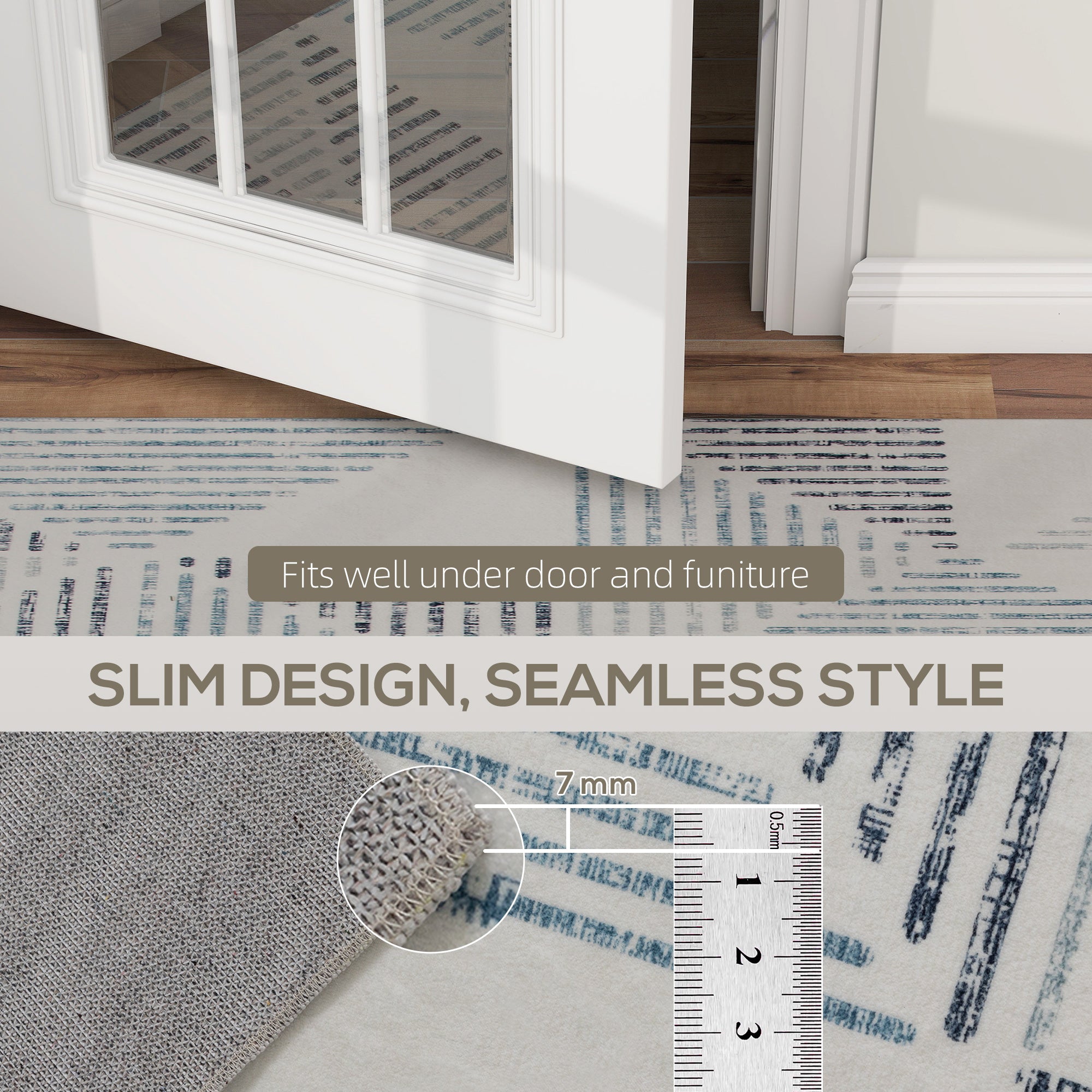 HOMCOM Modern Area Rug, Geometric Pattern Non-Slip Washable Rug, Soft Floor Carpet for Living Room, Bedroom, Dining Room, Home Office, 290 x 200 cm, Multi-Coloured